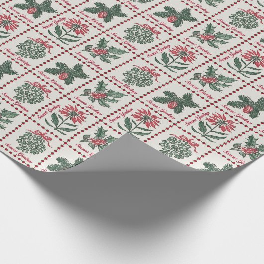 Vintage kerstpostzegels cadeaupapier (Hoek)