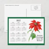 Vintage kerstpunsettia bloemenkalender feestdagenkaart (Voorkant / Achterkant)