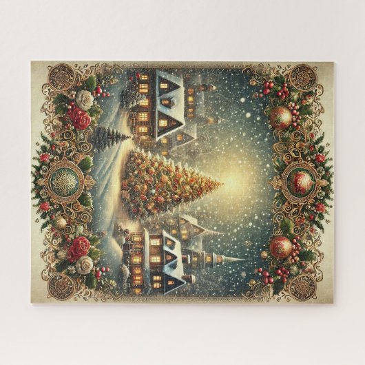 Vintage kerstpuzzel legpuzzel (Horizontaal)