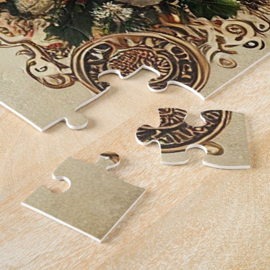 Vintage kerstpuzzel legpuzzel (Zijkant)