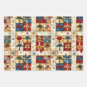 Vintage kerstquilt inpakpapier vel (Voorkant)