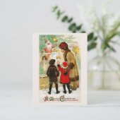 Vintage kerstraam winkelen briefkaart (Staand voorkant)