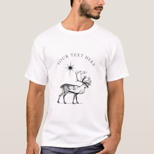 Vintage kerstreces en Star-tekst T-shirt (Voorkant)