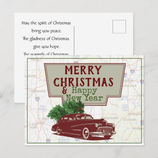 Vintage-kerstreis Briefkaart (Voorkant / Achterkant)