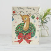 Vintage Kerstrendier met Ornamenten Feestdagenkaart (Staand voorkant)