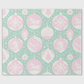 Vintage kerstrendierbos roze groene kunst cadeaupapier (Vlak)