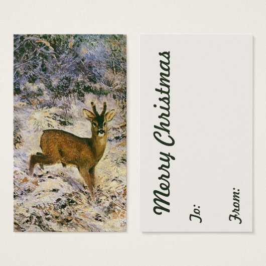 Vintage-kerstrenrender in wintervorst visitekaartjes (Voorkant /achterkant)
