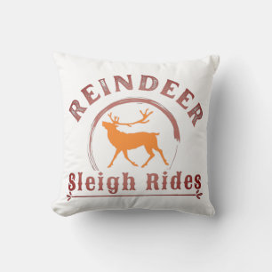 Vintage-kerstrenrendieren Sleigh Rides Kussen