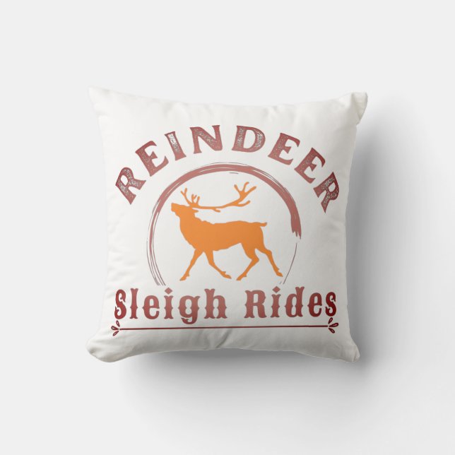 Vintage-kerstrenrendieren Sleigh Rides Kussen (Voorkant)