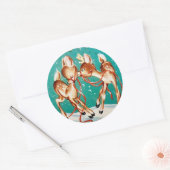 Vintage-kerstrenrendierliefde Ronde Sticker (Envelop)