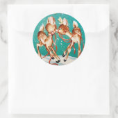 Vintage-kerstrenrendierliefde Ronde Sticker (Tas)