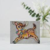 Vintage-kerstrenrenrendieres uit 1950 feestdagenkaart (Staand voorkant)