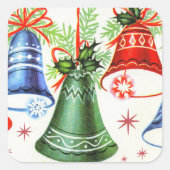 Vintage kerstretro belles Vakantie stickers (Voorkant)