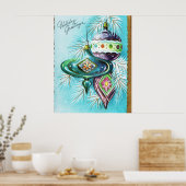 Vintage kerstretro feestbommen poster (Keuken)