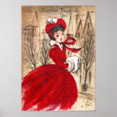 Vintage kerstretro lady Holiday poster (Voorkant)