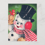 Vintage-kerstretro-snowman-feestdag briefkaart<br><div class="desc">ontwerp op www.etsy.com/VanityFlairDesign</div>
