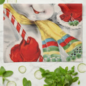 Vintage kerstretro snowman keukenhanddoek (Gevouwen)