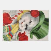 Vintage kerstretro snowman keukenhanddoek (Horizontaal)