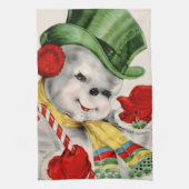 Vintage kerstretro snowman keukenhanddoek (Verticaal)