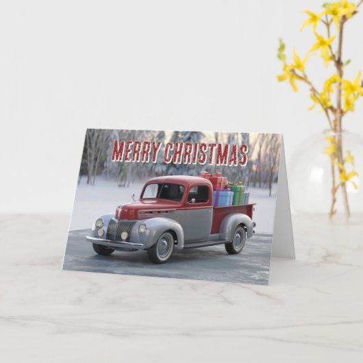 Vintage kerstrit kaart (Gele Bloem)