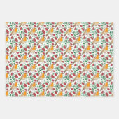 Vintage kerstRobin Berries Red Green Pattern Inpakpapier Vel (Voorkant)