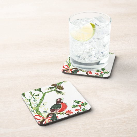 Vintage KerstRobin Bier Onderzetter (Rechterzijde)