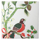 Vintage KerstRobin Tegeltje (Voorkant)