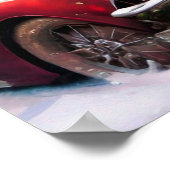 Vintage kerstrode auto in sneeuw poster (Hoek)