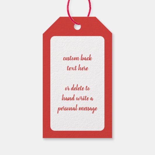 Vintage kerstrode Planten bloemen Cadeaulabel (Achterkant)