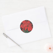 Vintage kerstrode Planten bloemen Ronde Sticker (Envelop)