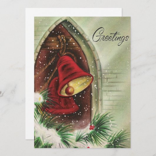 Vintage-kerstroebellengroeten Feestdagenkaart (Voorkant / Achterkant)