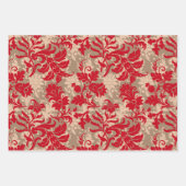 Vintage-kerstrood bruin roestachtig bloempatroon inpakpapier vel (Voorkant)