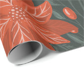 Vintage-kerstrood Poinsettia Patroon Cadeaupapier (Rol Hoek)