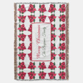 Vintage-kerstrood Poinsettias Pattern Deken (Voorkant Verticaal)