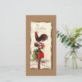 Vintage-kerstrooster Feestdagenkaart (Staand voorkant)