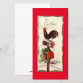 Vintage-kerstrooster Feestdagenkaart (Voorkant / Achterkant)