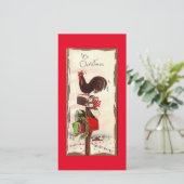 Vintage-kerstrooster Feestdagenkaart (Staand voorkant)