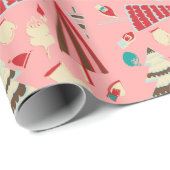 Vintage kerstroze cadeaupapier (Rol Hoek)