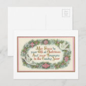 Vintage kerstroze met duiken feestdagenkaart (Voorkant / Achterkant)