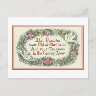 Vintage kerstroze met duiken feestdagenkaart