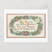 Vintage kerstroze met duiken feestdagenkaart (Voorkant)