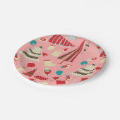 Vintage kerstroze papieren bordje (Gekanteld)