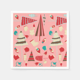 Vintage kerstroze servet