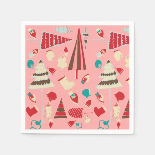 Vintage kerstroze servet (Voorkant)