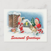 Vintage kerstscène briefkaarten (Voorkant)