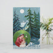 Vintage-kerstscène Briefpapier (Staand voorkant)