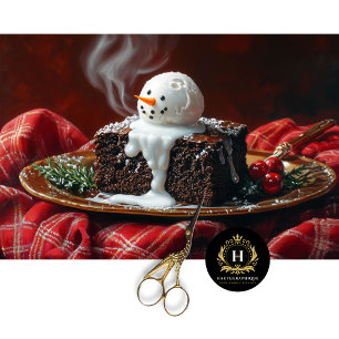 Vintage Kerstscène Brownie Decoupage Tissuepapier