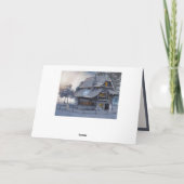 Vintage kerstscene Cottage Snowman Kaart (Achterkant)