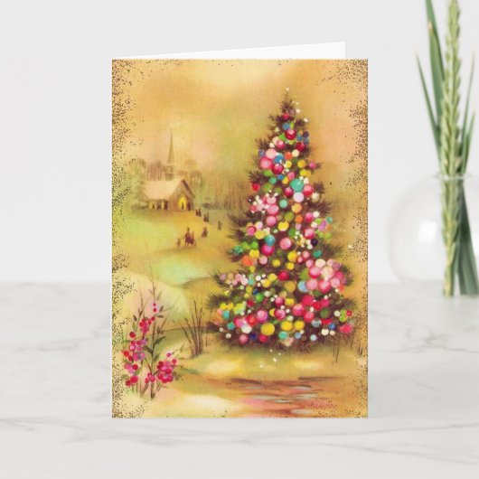 Vintage-kerstscène Feestdagen Kaart (Voorkant)