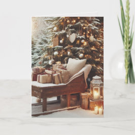 Vintage-kerstscène Feestdagen Kaart